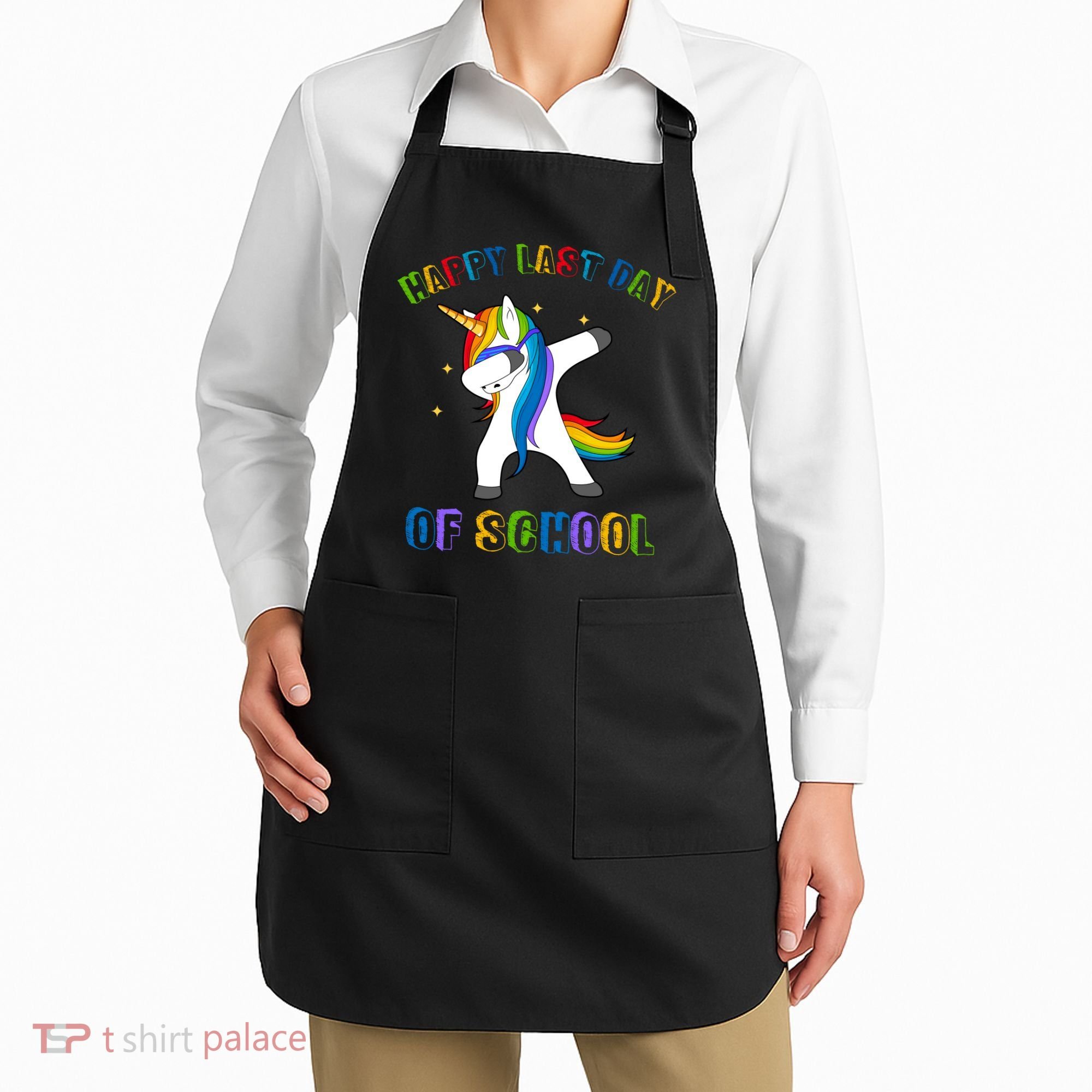 Happy Last Day Of School Dabbing Unicorn Apron