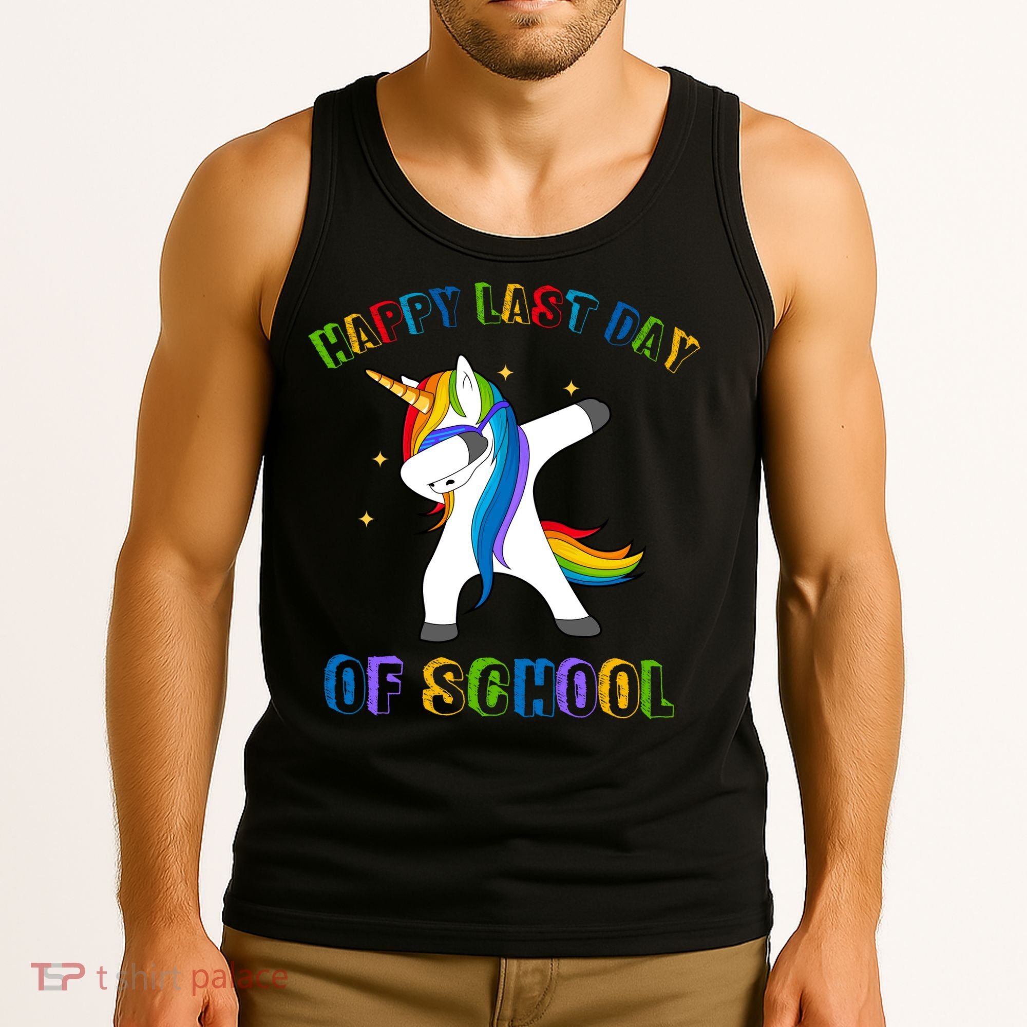 Happy Last Day Of School Dabbing Unicorn Tank Top