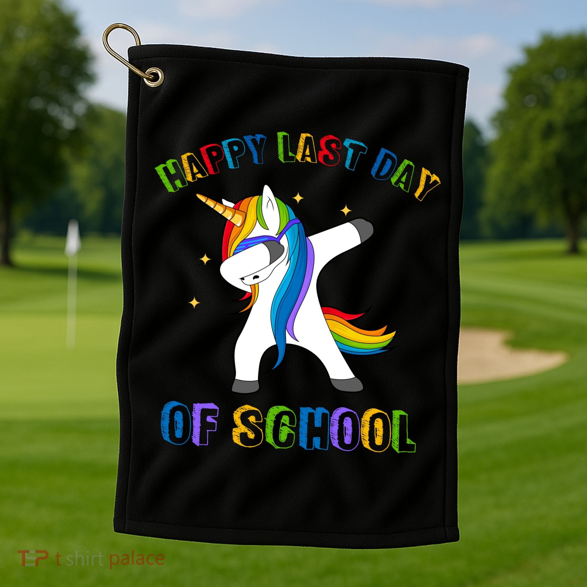 Happy Last Day Of School Dabbing Unicorn Golf Towel