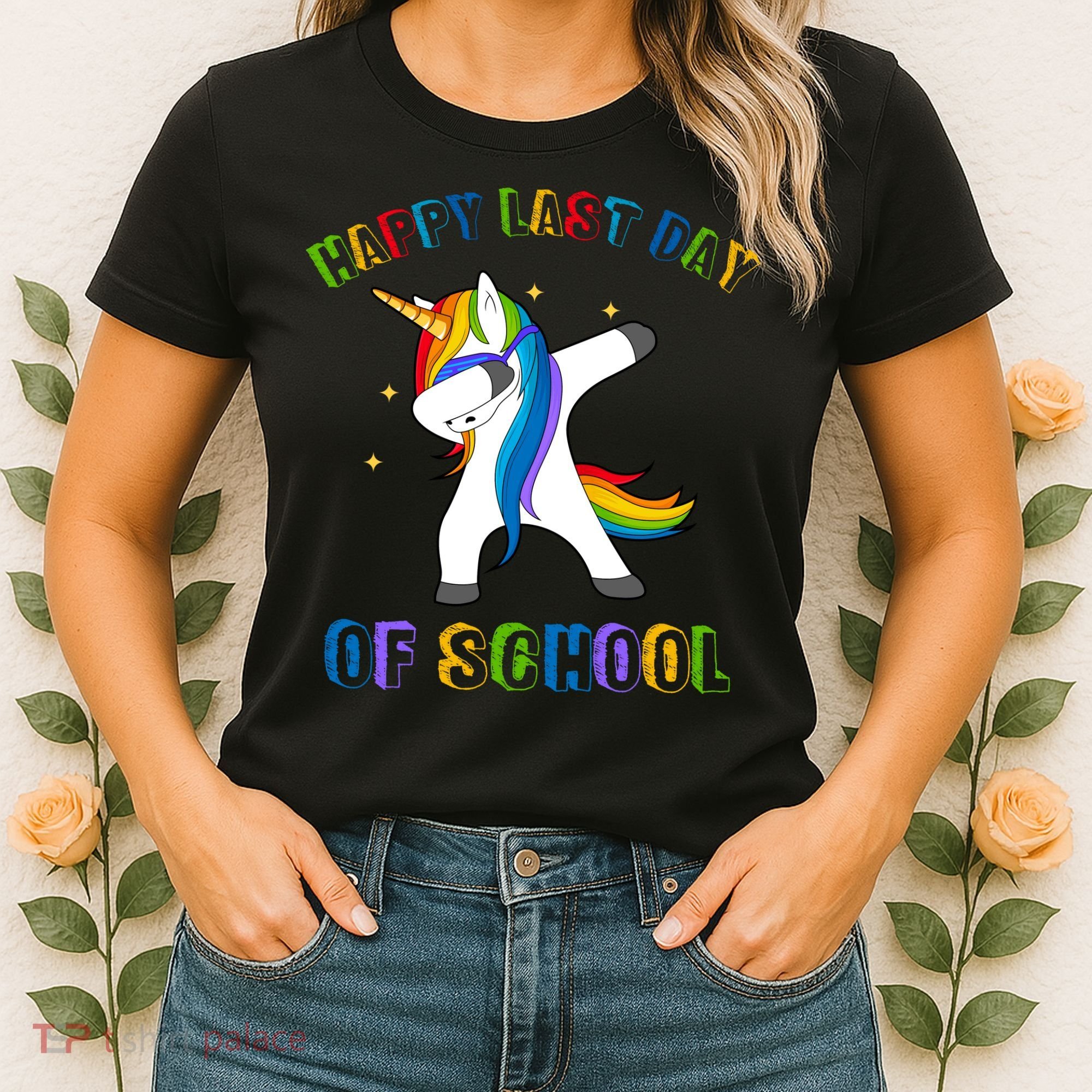 Happy Last Day Of School Dabbing Unicorn Women's T-Shirt