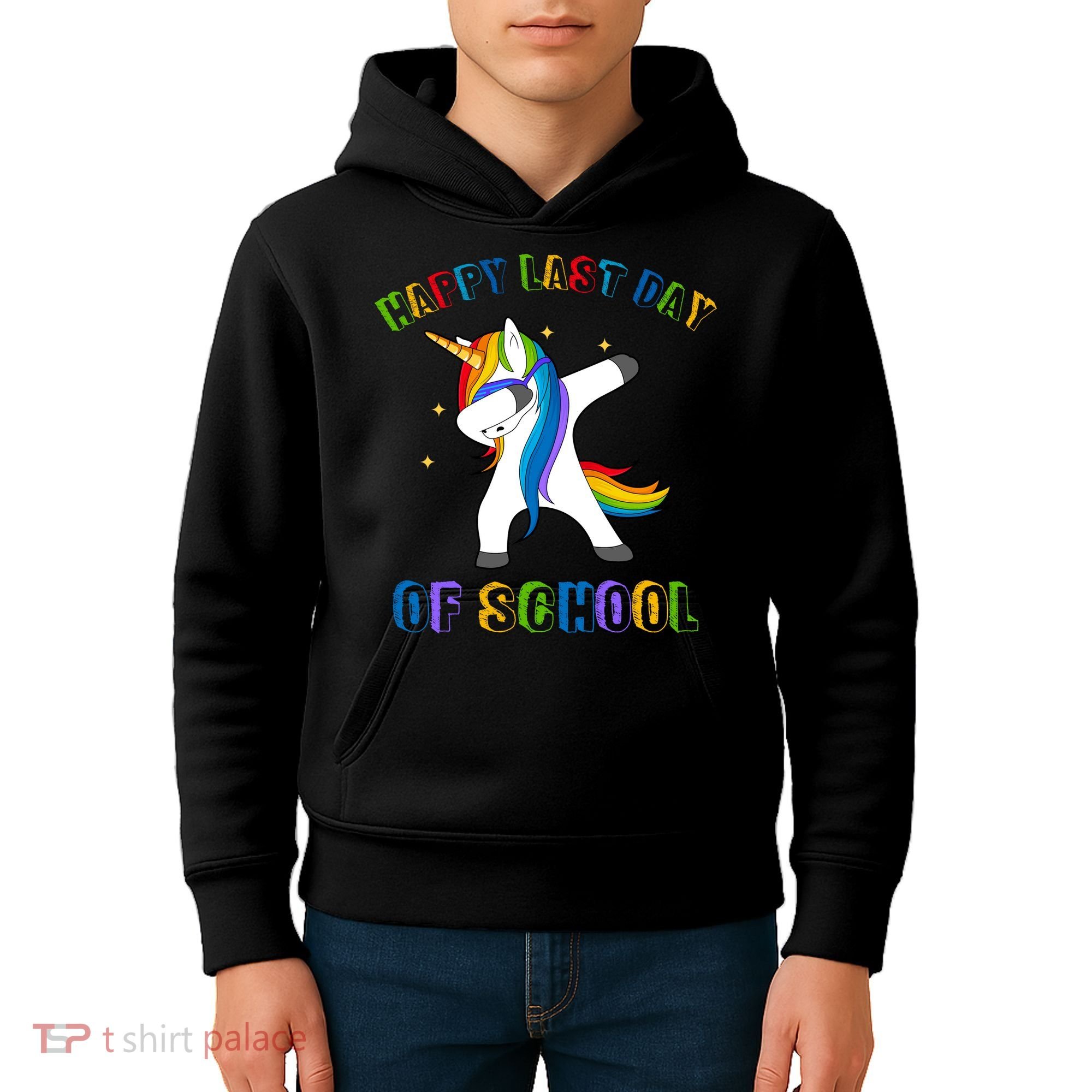 Happy Last Day Of School Dabbing Unicorn Kids Hoodie