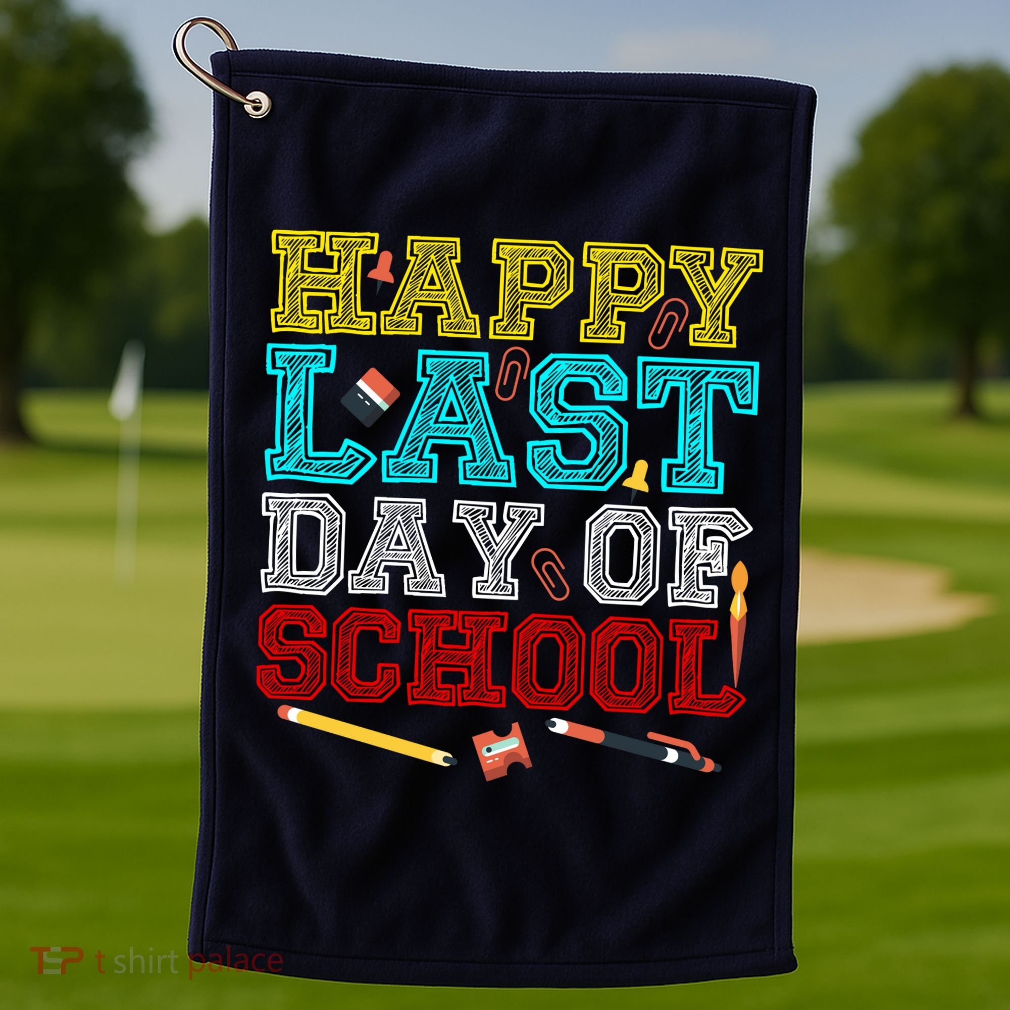Happy Last Day Of School Pencil Golf Towel