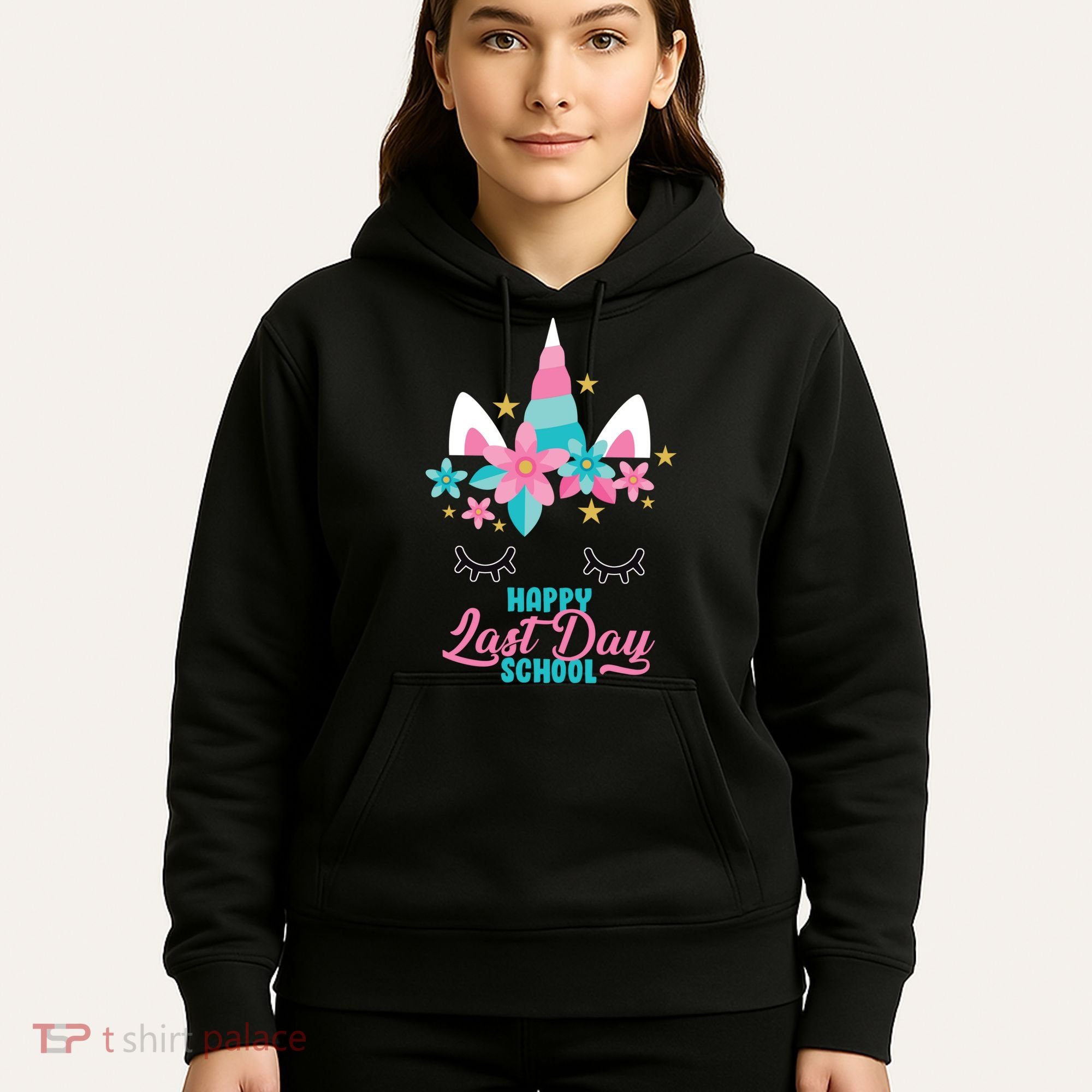 Happy Last Day Of School Unicorn Face Hoodie