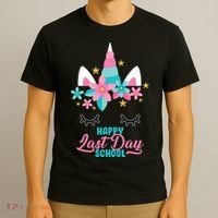 Happy Last Day Of School Unicorn Face T-Shirt thumb 3