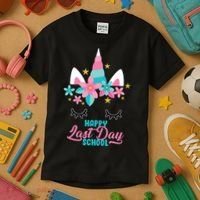 Happy Last Day Of School Unicorn Face Kids T-Shirt thumb 3