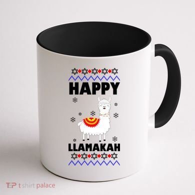 Happy Llamakah Llama Hanukkah Coffee Mug back
