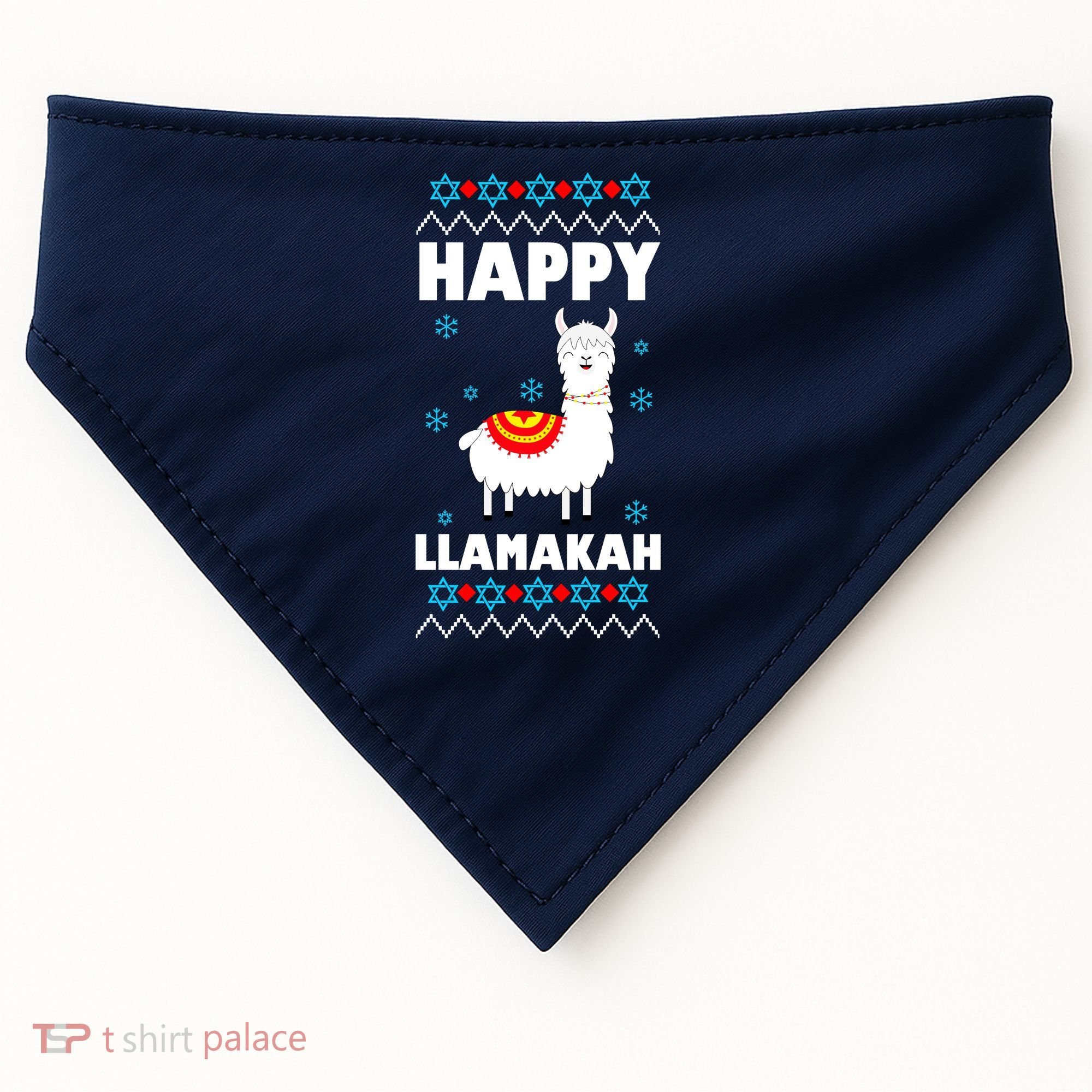 Happy Llamakah Llama Hanukkah USA-Made Doggie Bandana