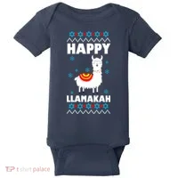 Happy Llamakah Llama Hanukkah Baby Bodysuit thumb 0