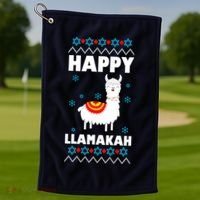 Happy Llamakah Llama Hanukkah Golf Towel thumb 1