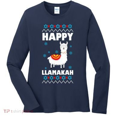 Happy Llamakah Llama Hanukkah Women's Long Sleeve Shirt