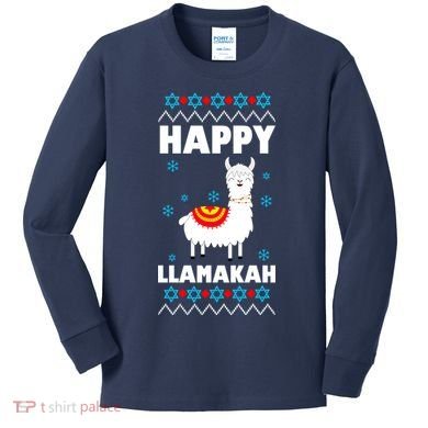 Happy Llamakah Llama Hanukkah Kids Long Sleeve Shirt