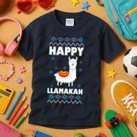 Happy Llamakah Llama Hanukkah Kids T-Shirt thumb 3
