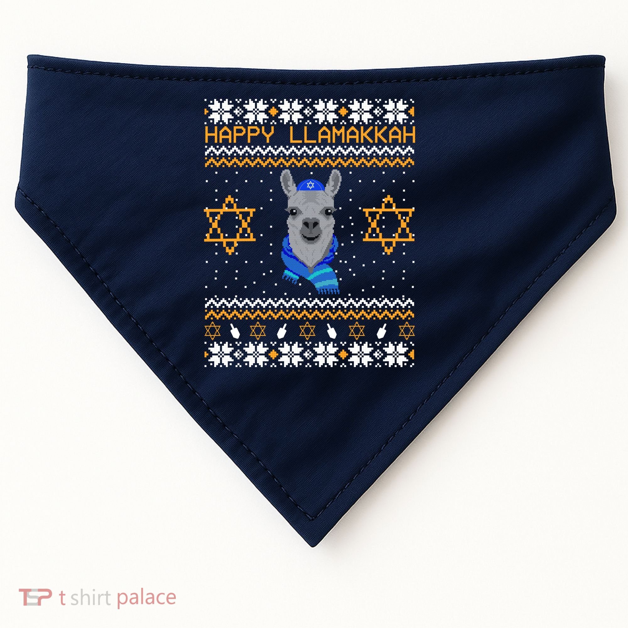 Happy Llamakah Ugly Hanukkah USA-Made Doggie Bandana