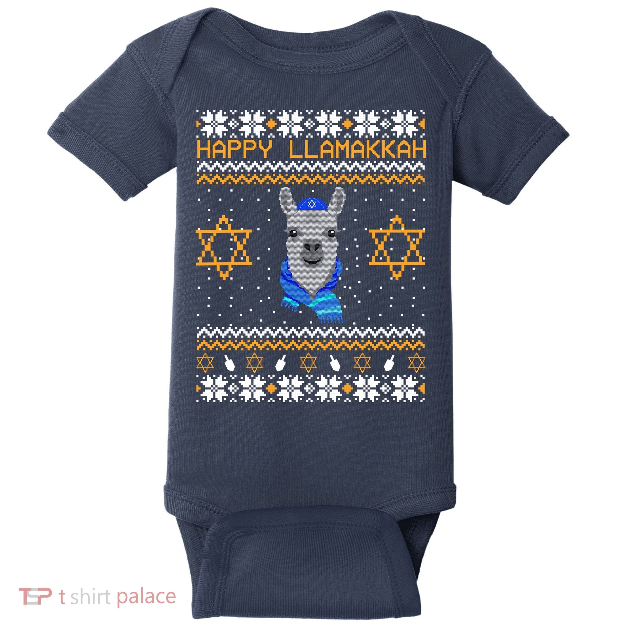 Happy Llamakah Ugly Hanukkah Baby Bodysuit