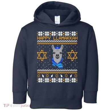 Happy Llamakah Ugly Hanukkah Toddler Hoodie