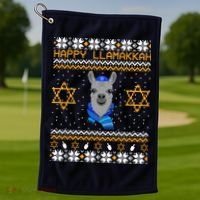 Happy Llamakah Ugly Hanukkah Golf Towel thumb 1
