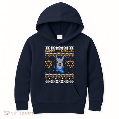 Happy Llamakah Ugly Hanukkah Kids Hoodie