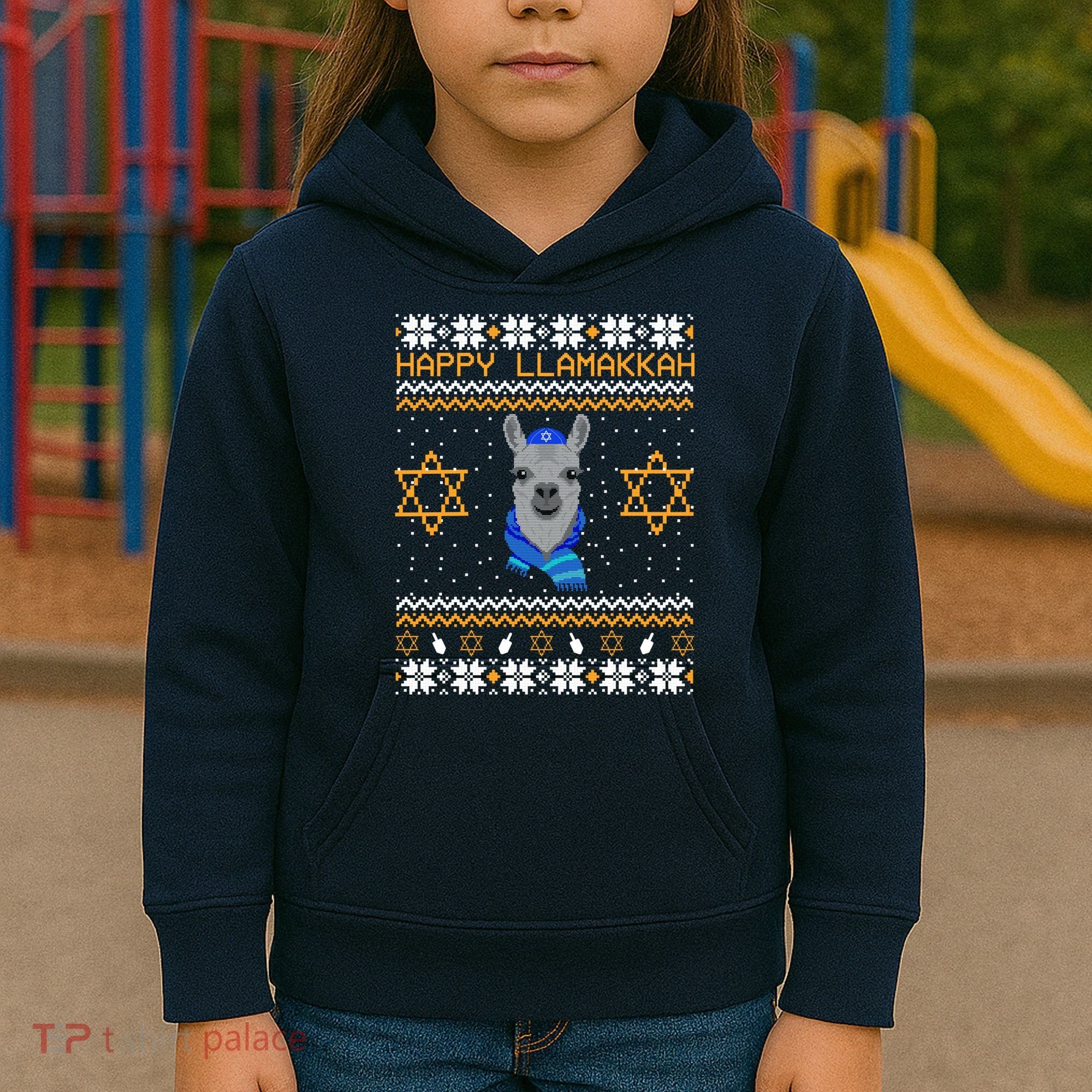 Happy Llamakah Ugly Hanukkah Kids Hoodie