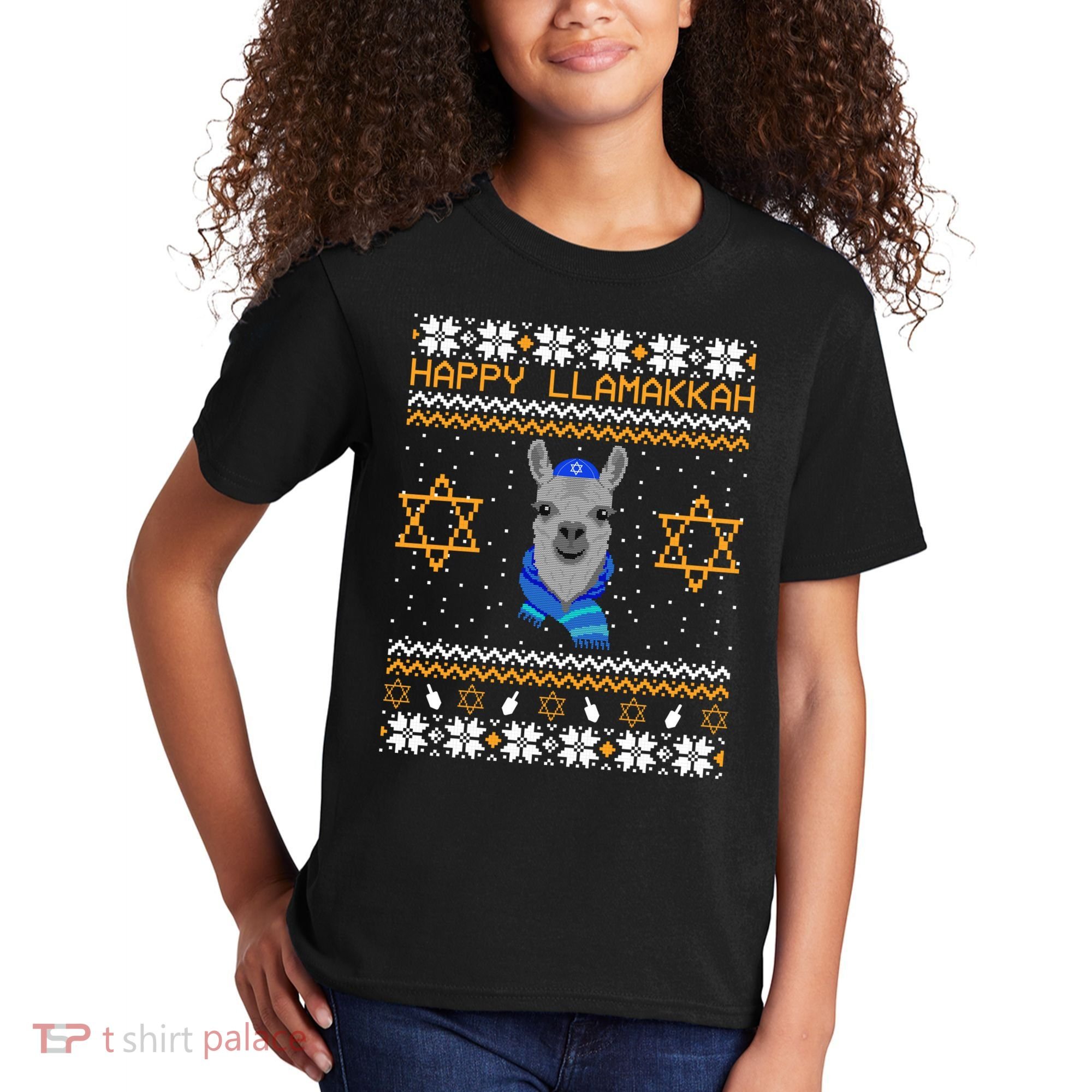 Happy Llamakah Ugly Hanukkah Kids T-Shirt