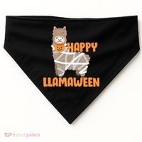 Happy Llamaween Llama Halloween USA-Made Doggie Bandana thumb 0