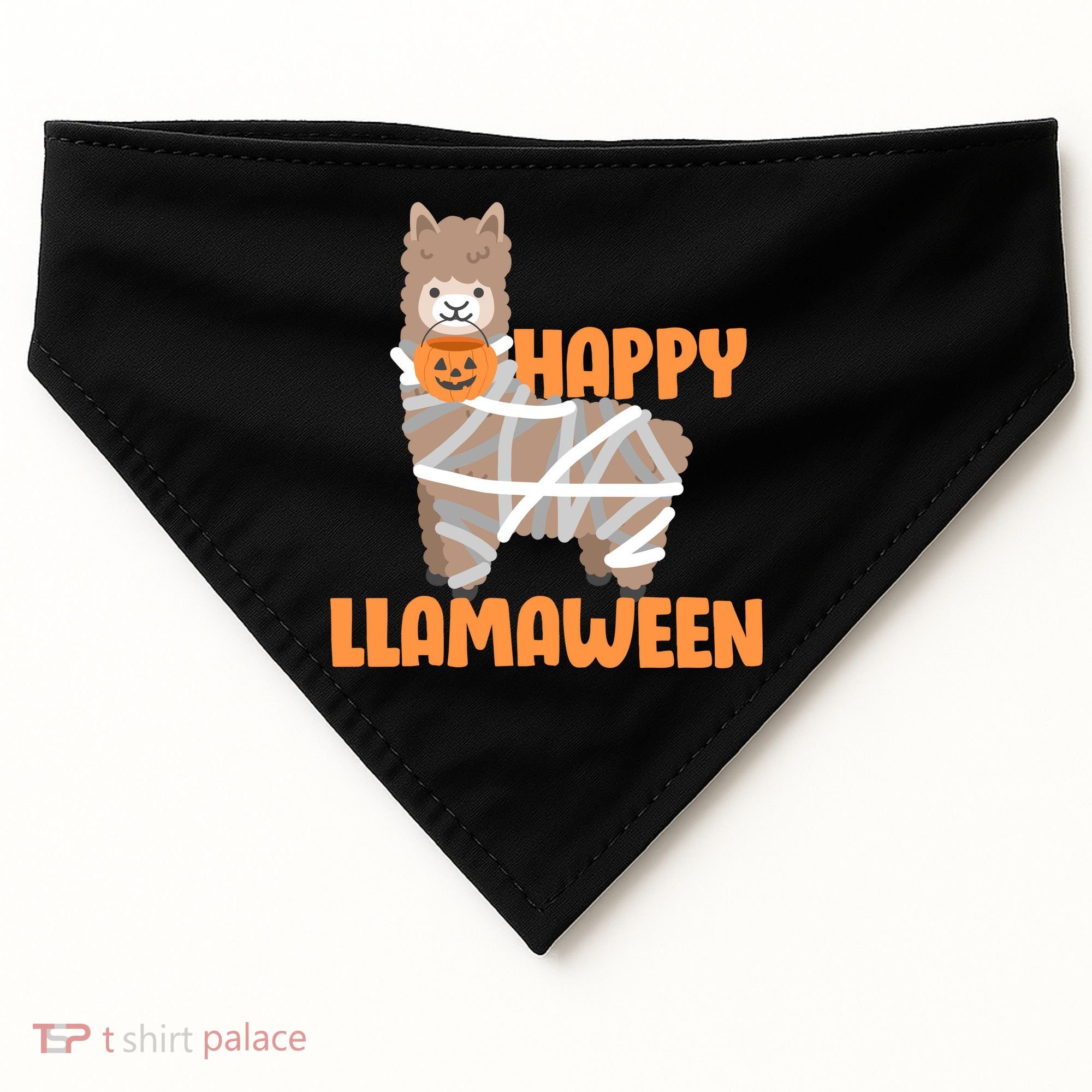 Happy Llamaween Llama Halloween USA-Made Doggie Bandana