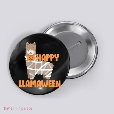 Happy Llamaween Llama Halloween Button