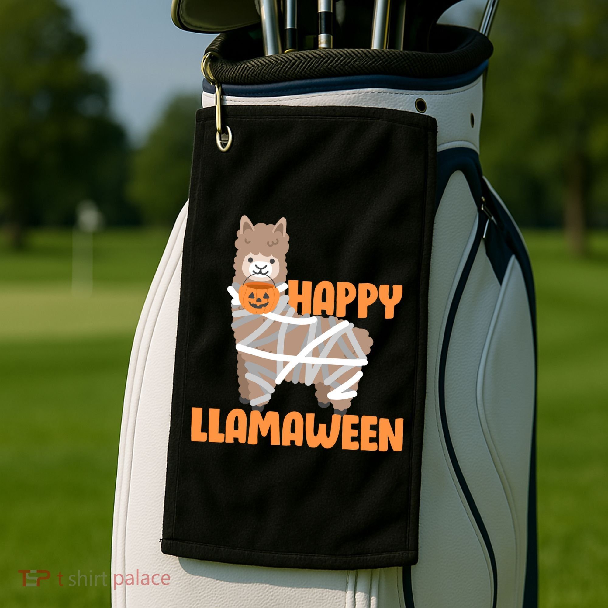 Happy Llamaween Llama Halloween Golf Towel