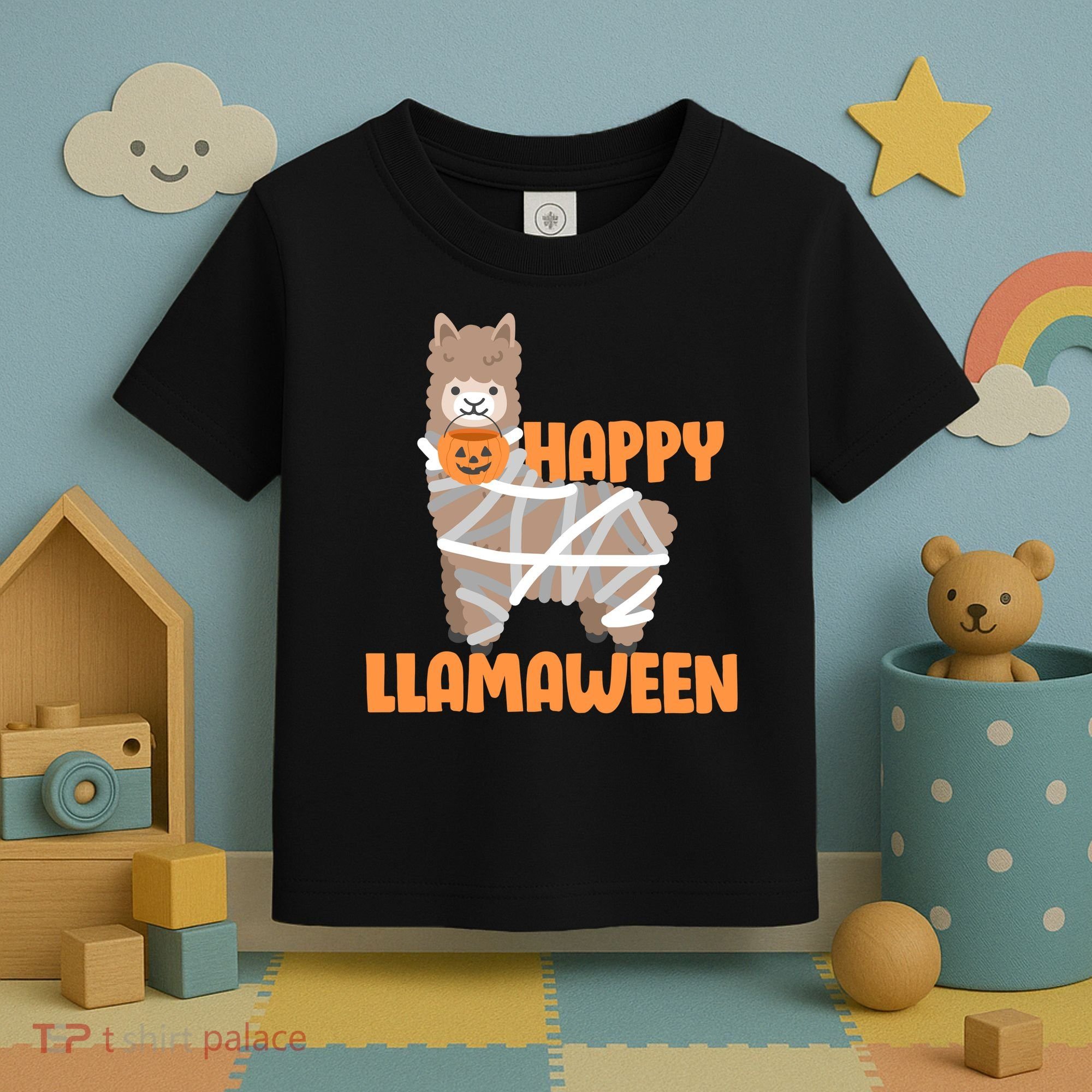 Happy Llamaween Llama Halloween Toddler T-Shirt
