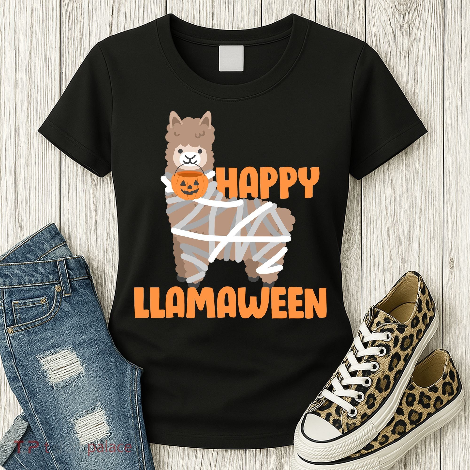 Happy Llamaween Llama Halloween Women's T-Shirt