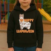 Happy Llamaween Llama Halloween Kids Hoodie thumb 3