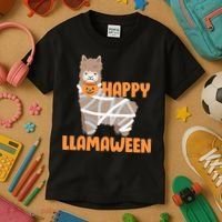 Happy Llamaween Llama Halloween Kids T-Shirt thumb 3