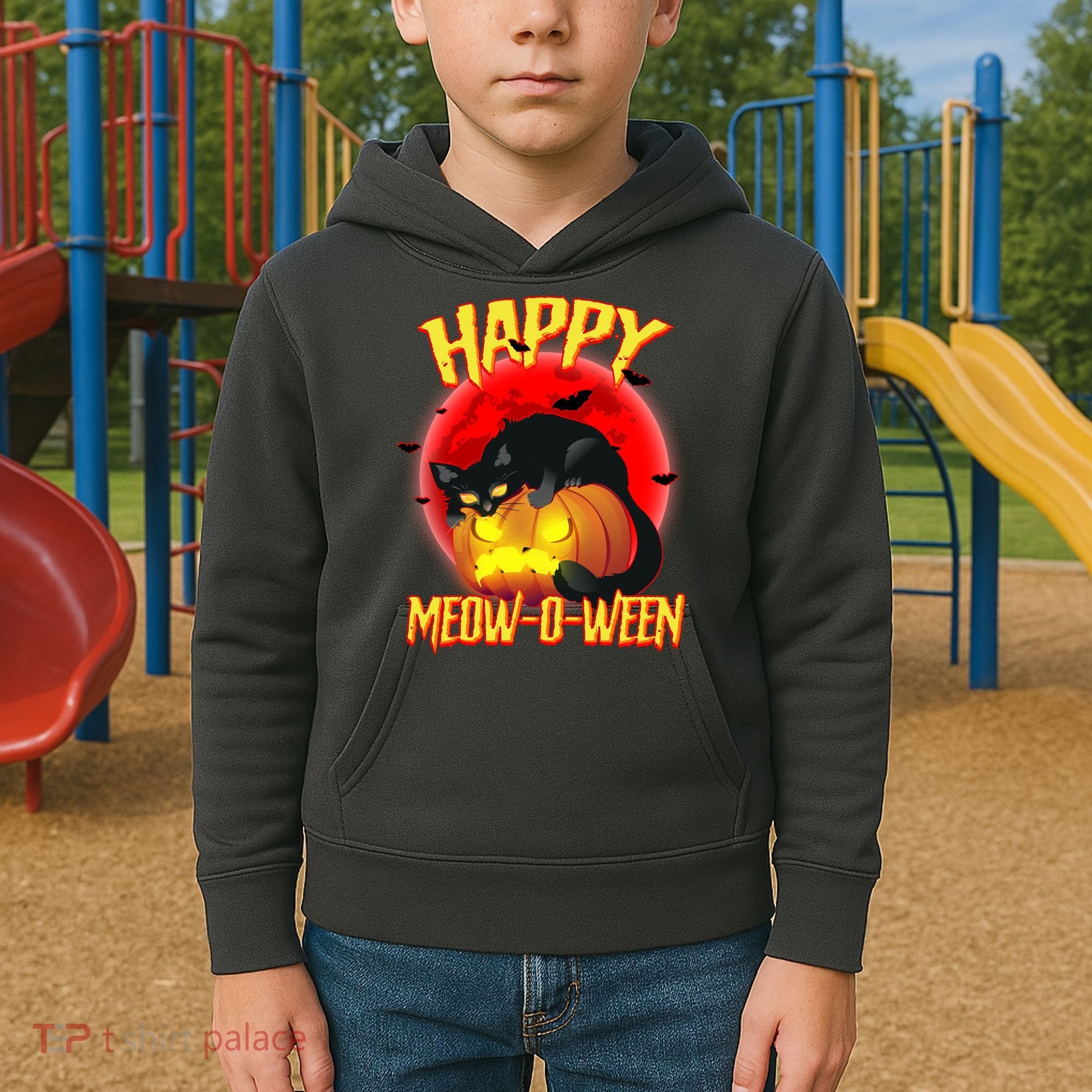Happy Meow-O-Ween Kids Hoodie