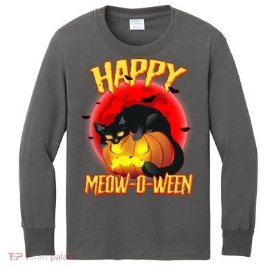 Happy Meow-O-Ween Kids Long Sleeve Shirt