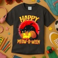 Happy Meow-O-Ween Kids T-Shirt thumb 3