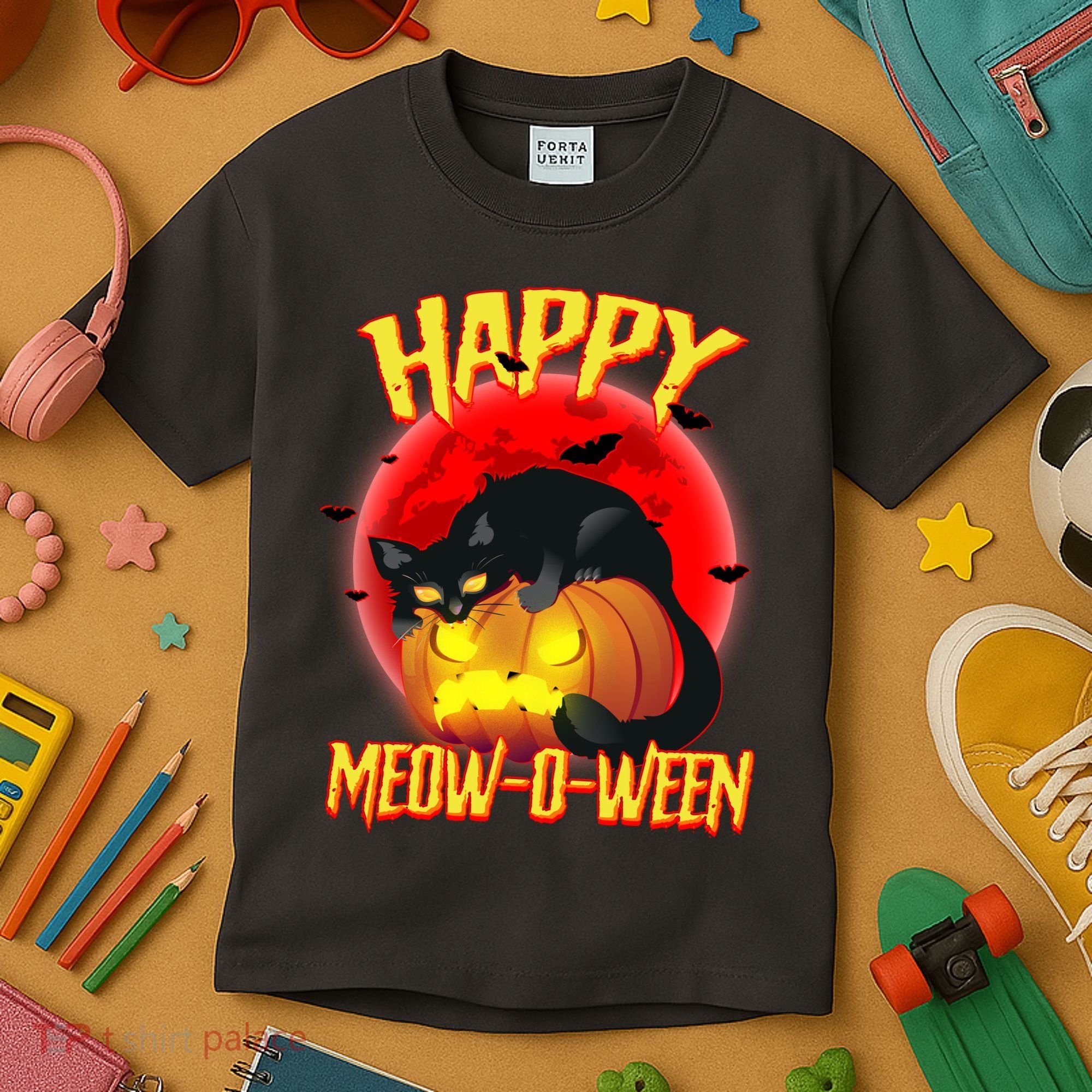 Happy Meow-O-Ween Kids T-Shirt