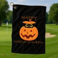 Happy Meow-O-Ween Halloween Golf Towel thumb 1
