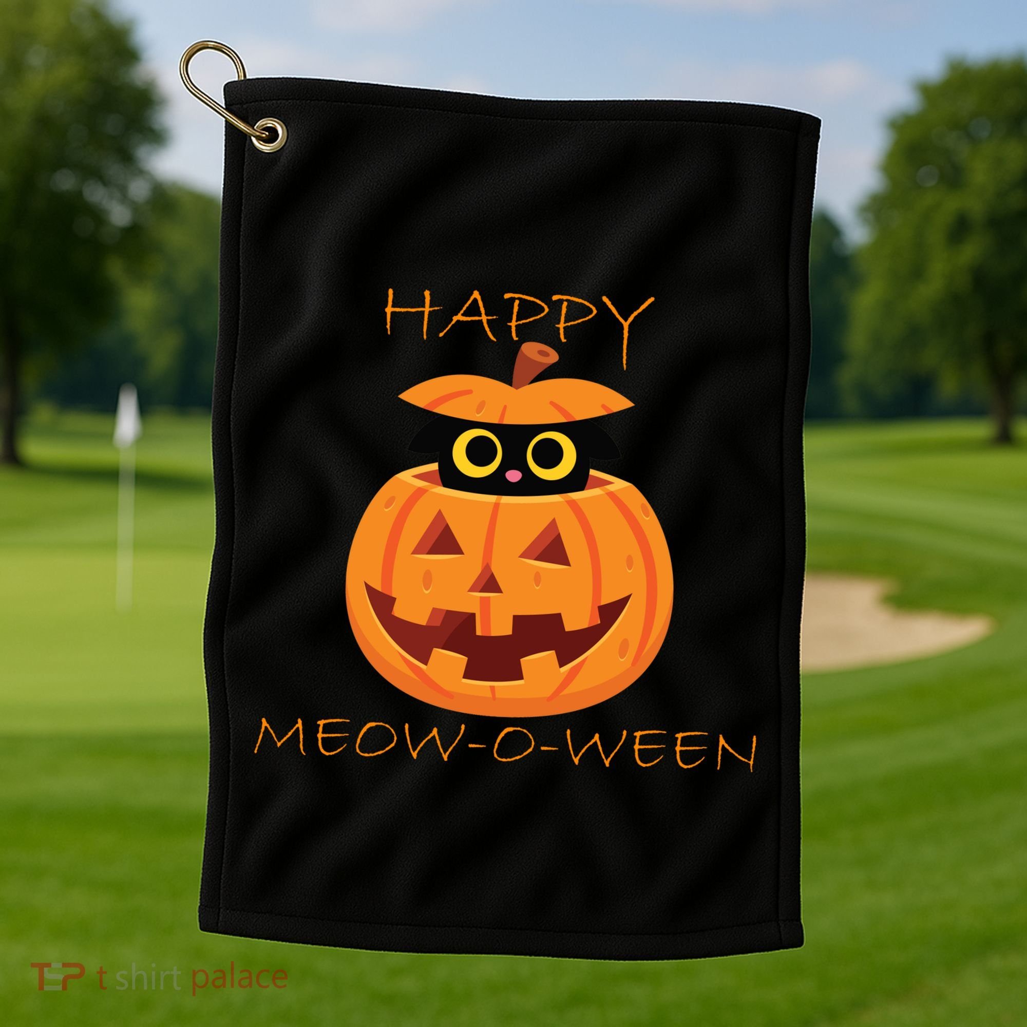 Happy Meow-O-Ween Halloween Golf Towel