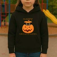Happy Meow-O-Ween Halloween Kids Hoodie thumb 3