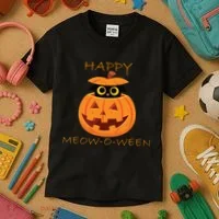 Happy Meow-O-Ween Halloween Kids T-Shirt thumb 3