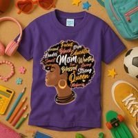 Happy Mother’s Day Mom Queen African American Kids T-Shirt thumb 3