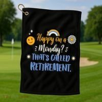 Happy On A Monday That's Called Retirement Golf Towel thumb 1