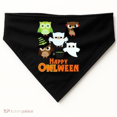 Happy OWLween Halloween Cute USA-Made Doggie Bandana