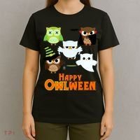Happy OWLween Halloween Cute T-Shirt thumb 4