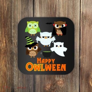 Happy OWLween Halloween Cute Coaster