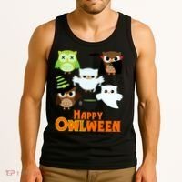 Happy OWLween Halloween Cute Tank Top thumb 3