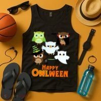 Happy OWLween Halloween Cute Tank Top thumb 4