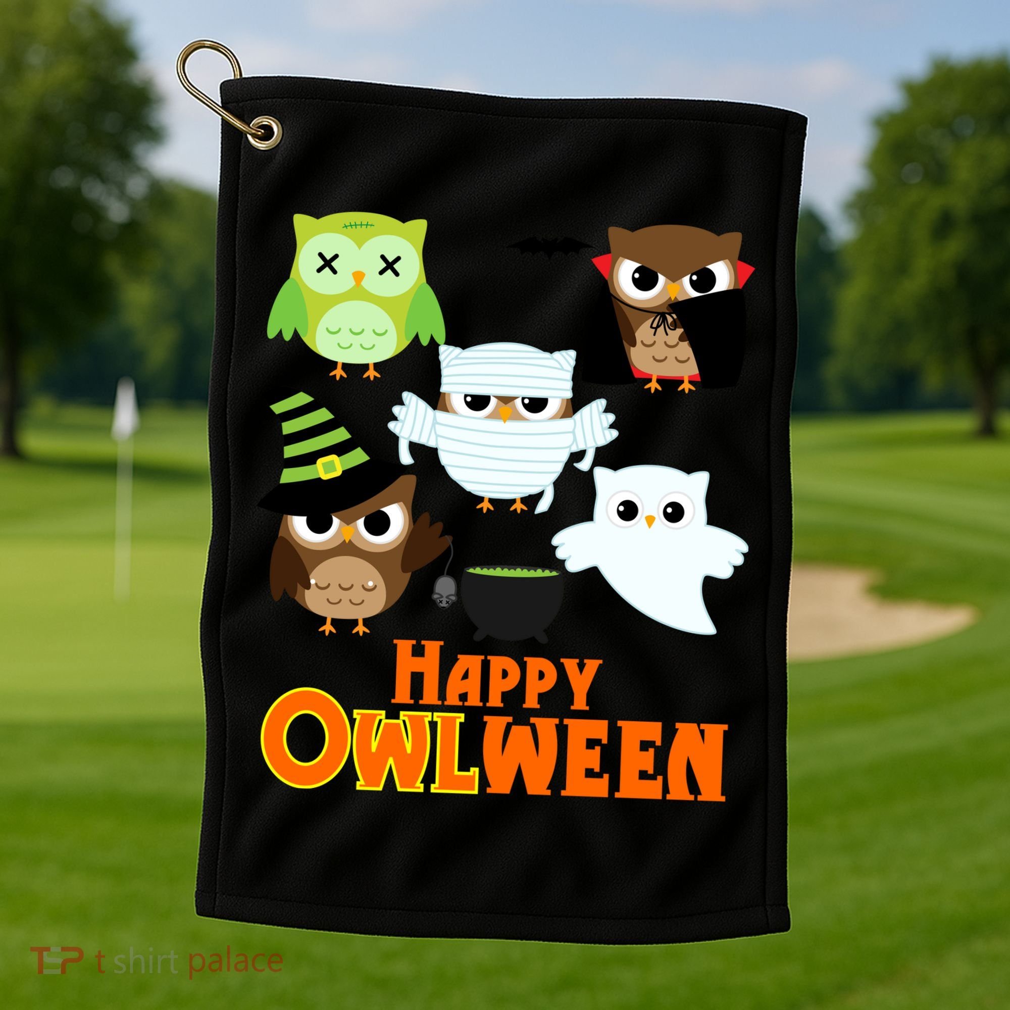 Happy OWLween Halloween Cute Golf Towel