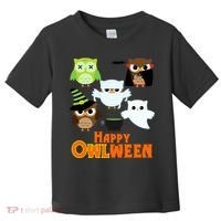 Happy OWLween Halloween Cute Toddler T-Shirt thumb 0