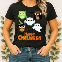 Happy OWLween Halloween Cute Women's T-Shirt thumb 2