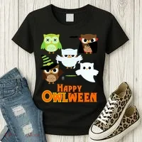 Happy OWLween Halloween Cute Women's T-Shirt thumb 3